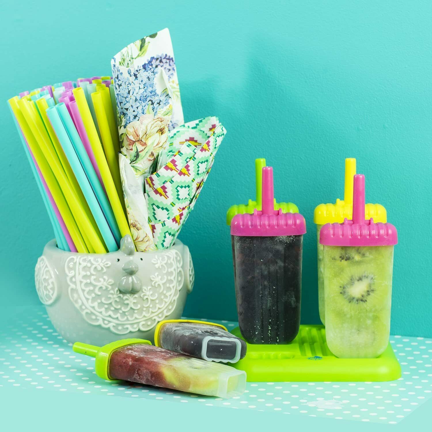 Ice Pop Maker Popsicle Mold Set with Tray and Drip Guard Assorted Pack of 6 - Fresh Stock Dated February 2026