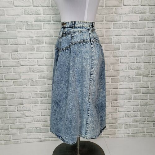 Vintage 80s 90s Jordache Acid Washed High Waist Denim Midi Aline Skirt Western - Fresh Stock Dated December 2025