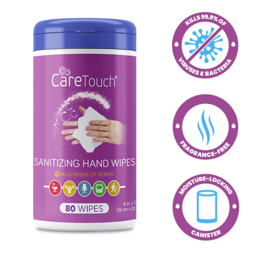 Care Touch Hand Sanitizing Wipes (2 Canisters) | 160 Antiseptic Wipes - Fresh Stock Dated December 2025