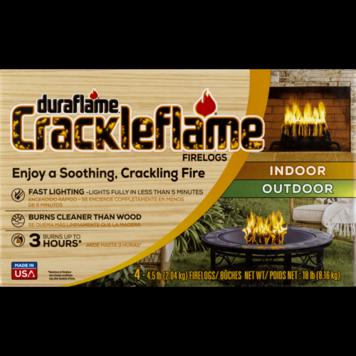Duraflame Fire Logs Indoor Outdoor Crackling Wood Fire 4.5 lb 3 Hour Burn 8 Pack - Fresh Stock Dated December 2025