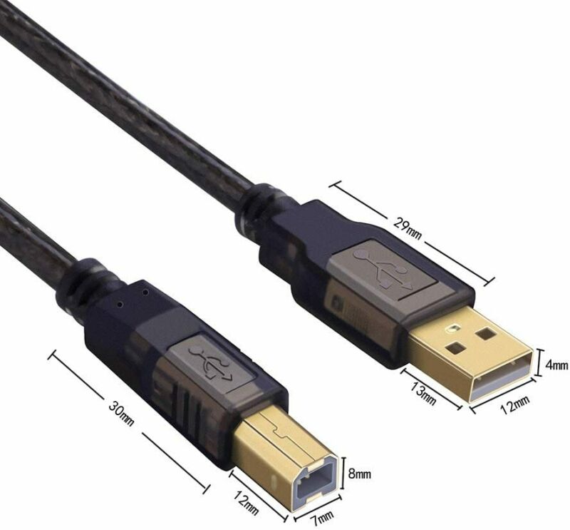 Printer Cable, ShineKee 25ft USB 2.0 High Speed Gold-Plated Connectors - Fresh Stock Dated February 2026