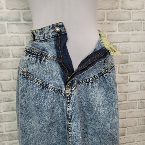Vintage 80s 90s Jordache Acid Washed High Waist Denim Midi Aline Skirt Western - Fresh Stock Dated December 2025