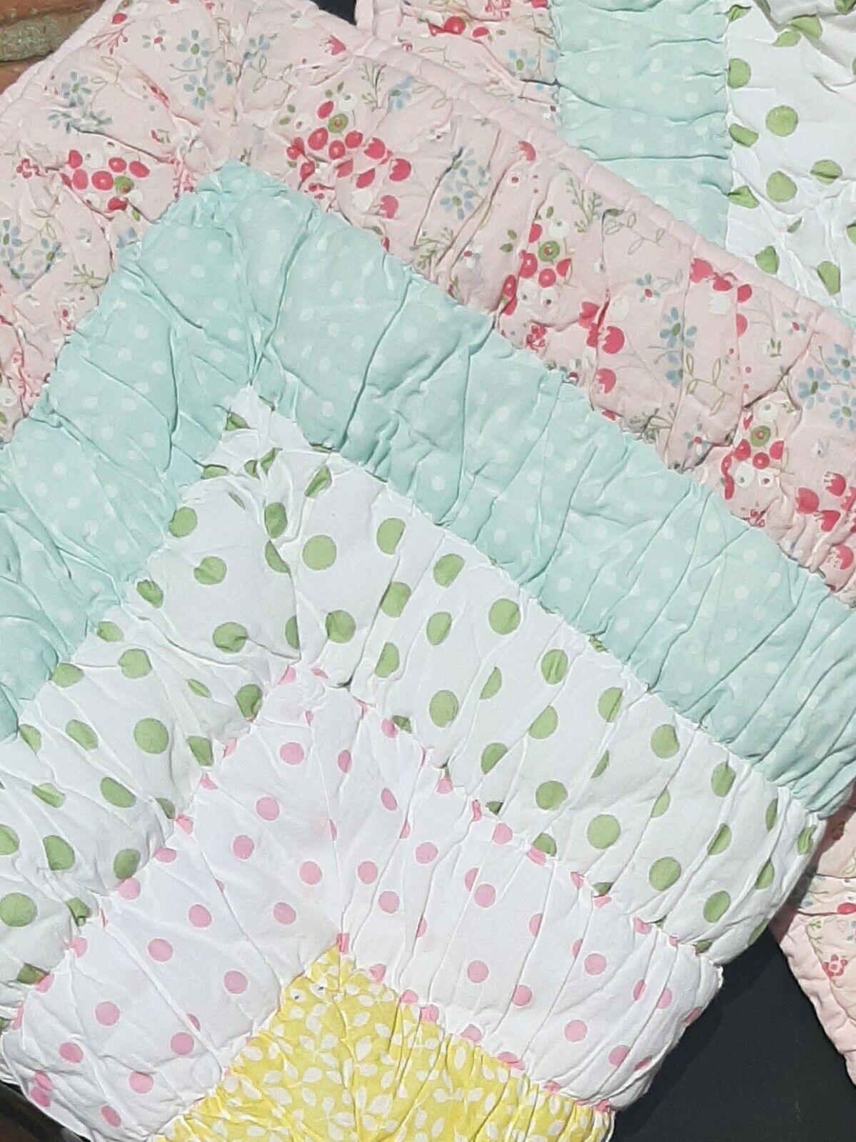 Pottery Barn Kids Quilted PILLOW SHAMS Polka Dot - Pink Yellow Blue - A PAIR - Fresh Stock Dated December 2025