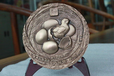 China 2017 90mm Copper Inkstone / Medal - Chinese Lunar New Year of the Rooster - Fresh Stock Dated February 2026