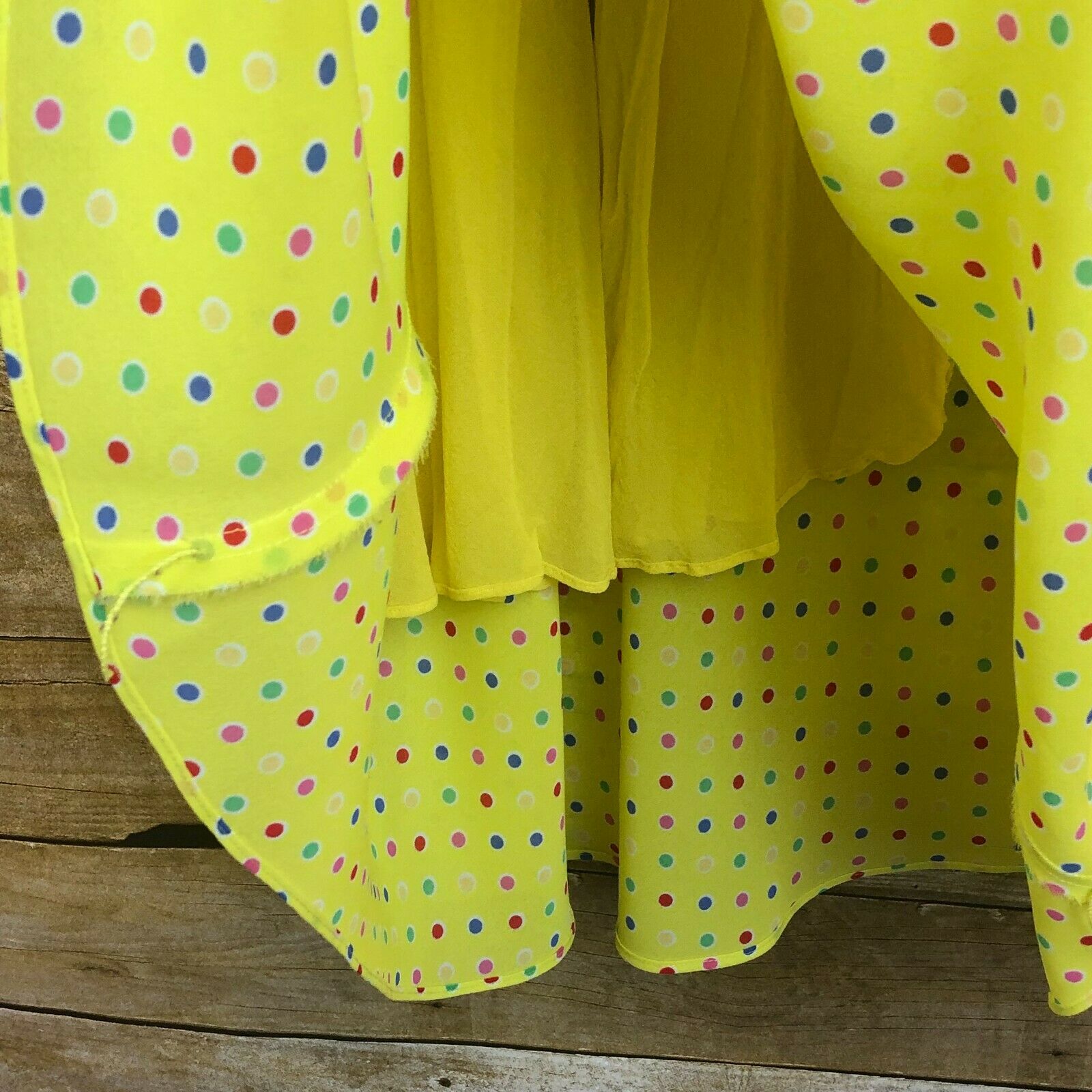 Vintage 90s 2 Piece Set Midi Skirt Yellow Striped Polka Dot Bright Rainbow Small - Fresh Stock Dated December 2025