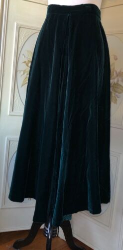 VTG 80s TALBOTS USA DARK GREEN VELVET ACETATE RAYON MIDI SKIRT HOLIDAY EUC 10 - Fresh Stock Dated February 2026