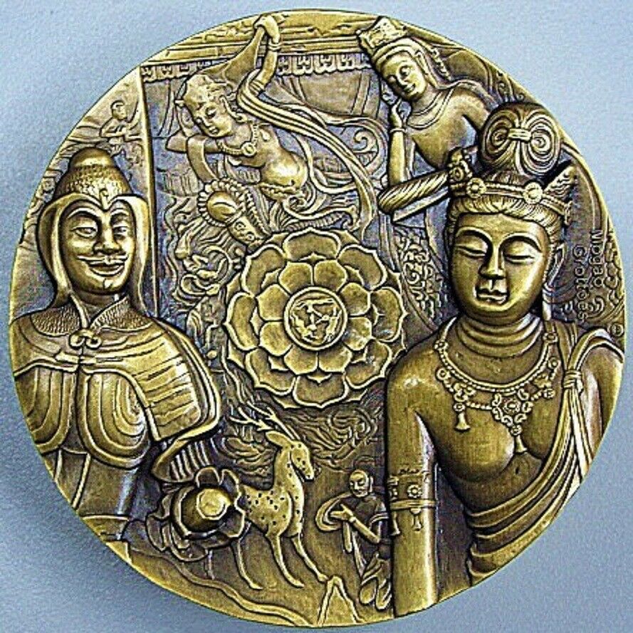 A Pair of China 80mm Brass and Copper Medals - Dunhuang - Fresh Stock Dated February 2026