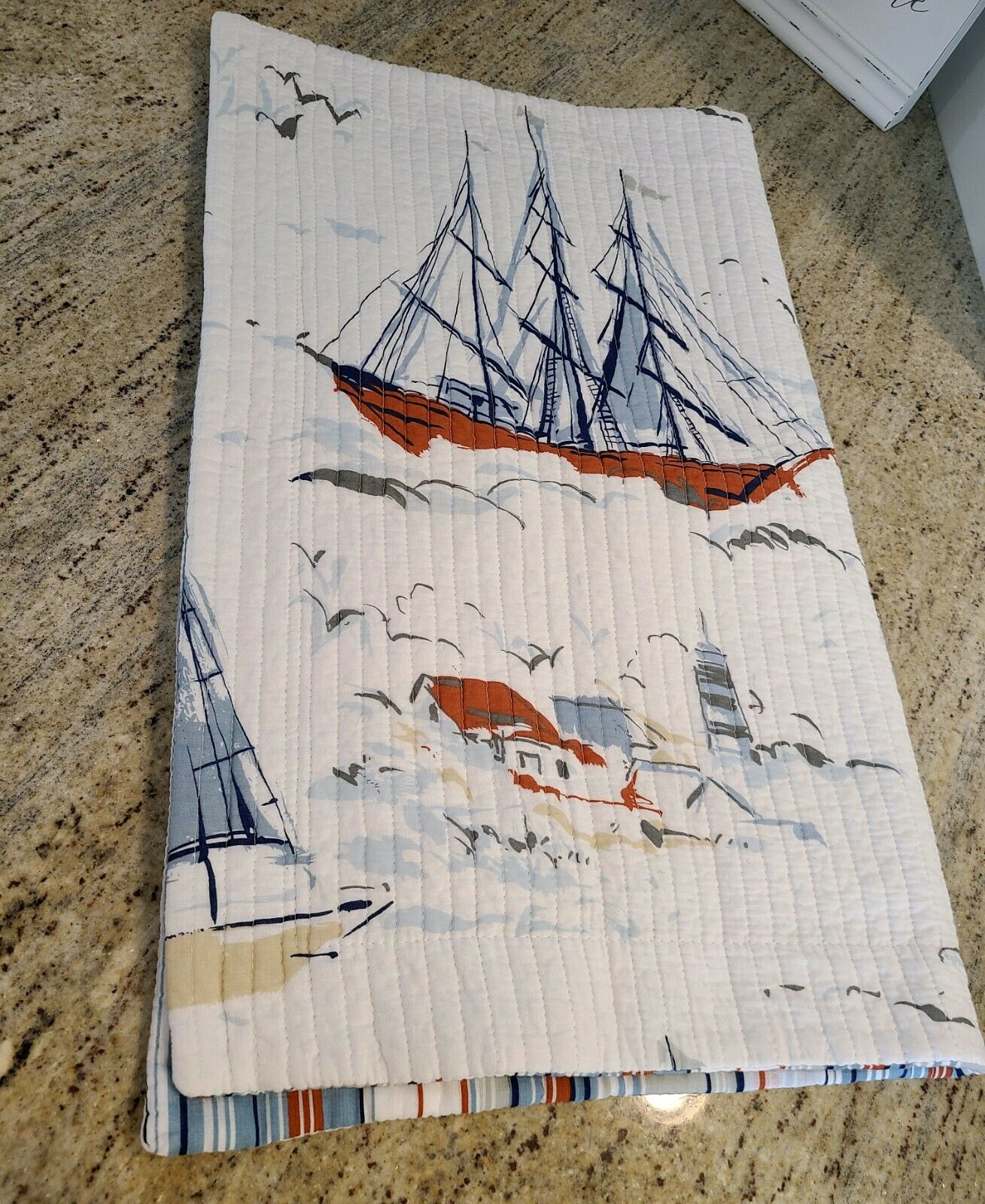 Sailboat Quilted Pillow Standard Sham 20x26 Buoy Lighthouse Nautical  QE Kids - Fresh Stock Dated December 2025