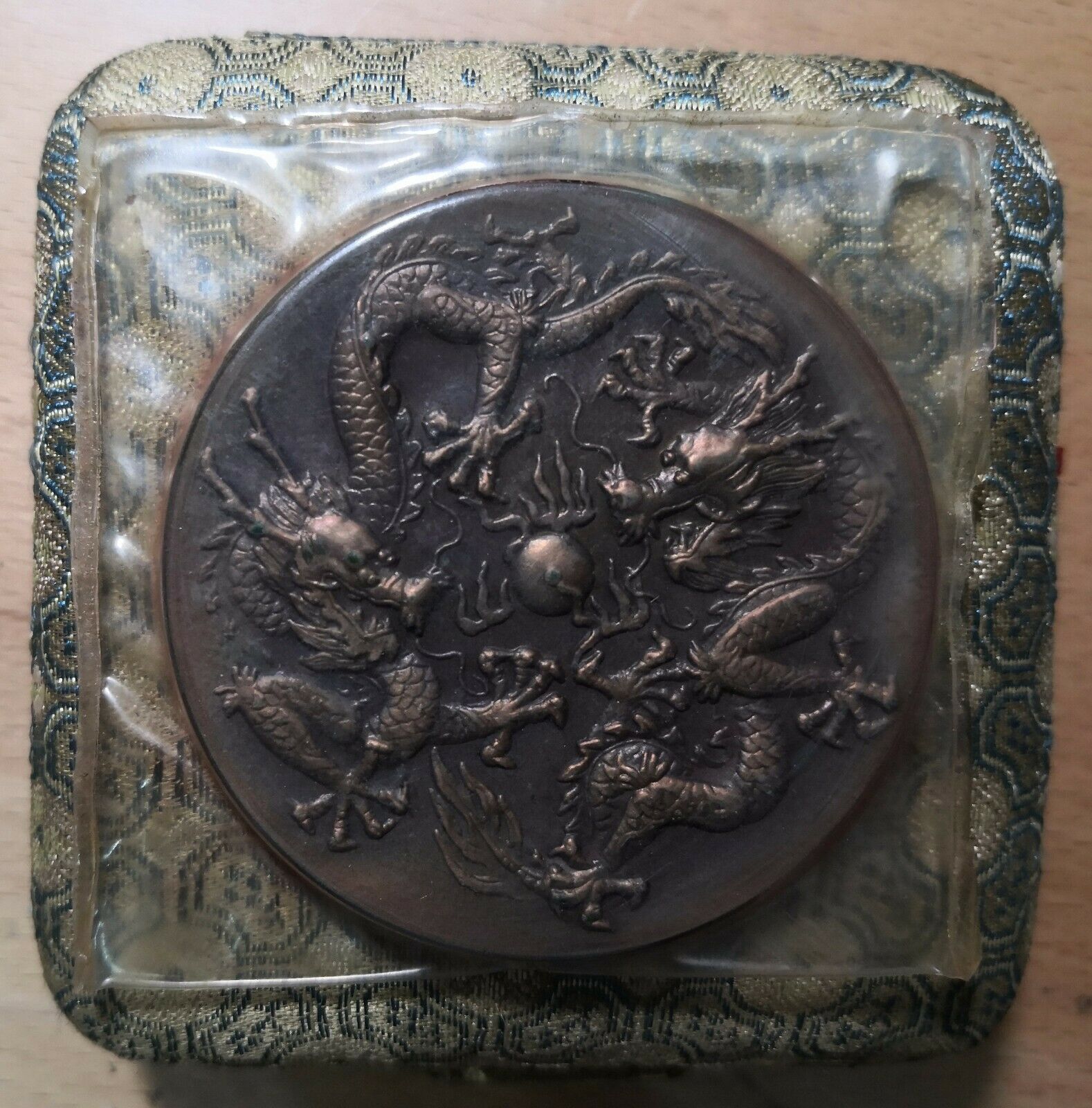 1988 China second spring under heaven two dragons play with a pearl copper medal - Fresh Stock Dated February 2026