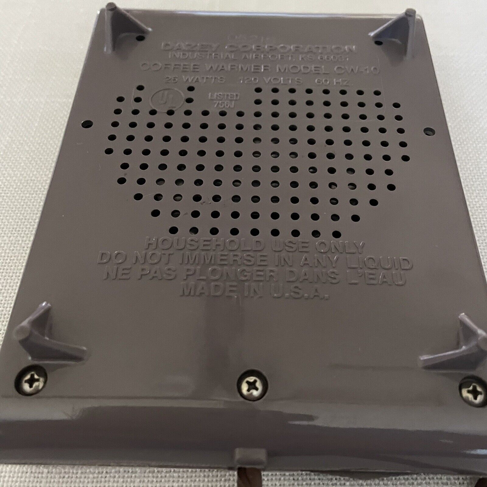 Vintage DAZEY Plug In 25 Watts COFFEE WARMER - Fresh Stock Dated February 2026