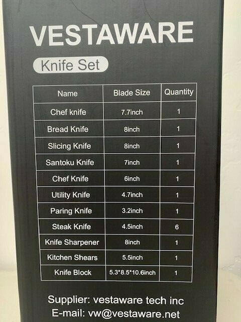 Cutlery Set Vestaware 16-Piece Knives Set with Block Wooden . New - Fresh Stock Dated January 2026
