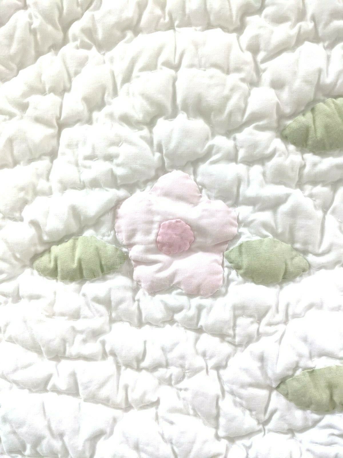 Pottery Barn Kids Quilted Pillow Sham Pink Applique Flowers 20 x 27in Cotton - Fresh Stock Dated December 2025