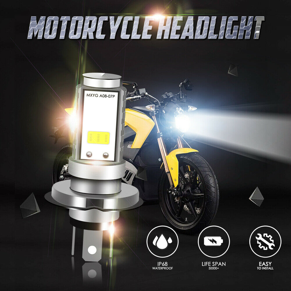 H4 9003 LED Motorcycle Headlight Bulb High Low Dual Beam 6500K White High Power - Fresh Stock Dated February 2026