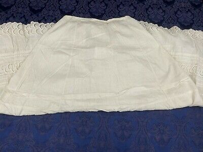 Antique White Cotton Victorian Wedding Skirt Petticoat Slip Eyelet Lace Pintucks - Fresh Stock Dated December 2025