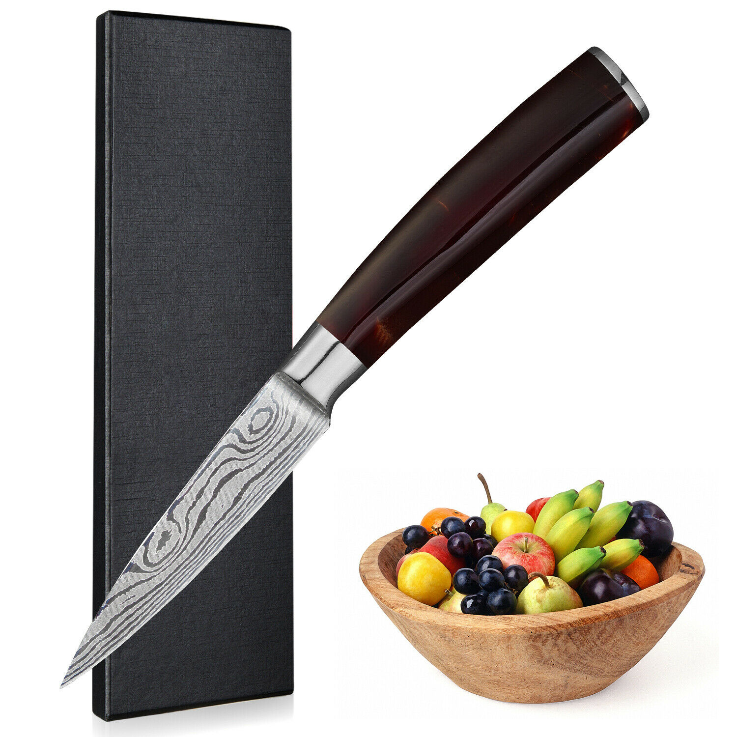 8PCS Pro Kitchen Chef Knife Set Damascus Pattern Carbon Steel Cleaver Knives -US - Fresh Stock Dated December 2025