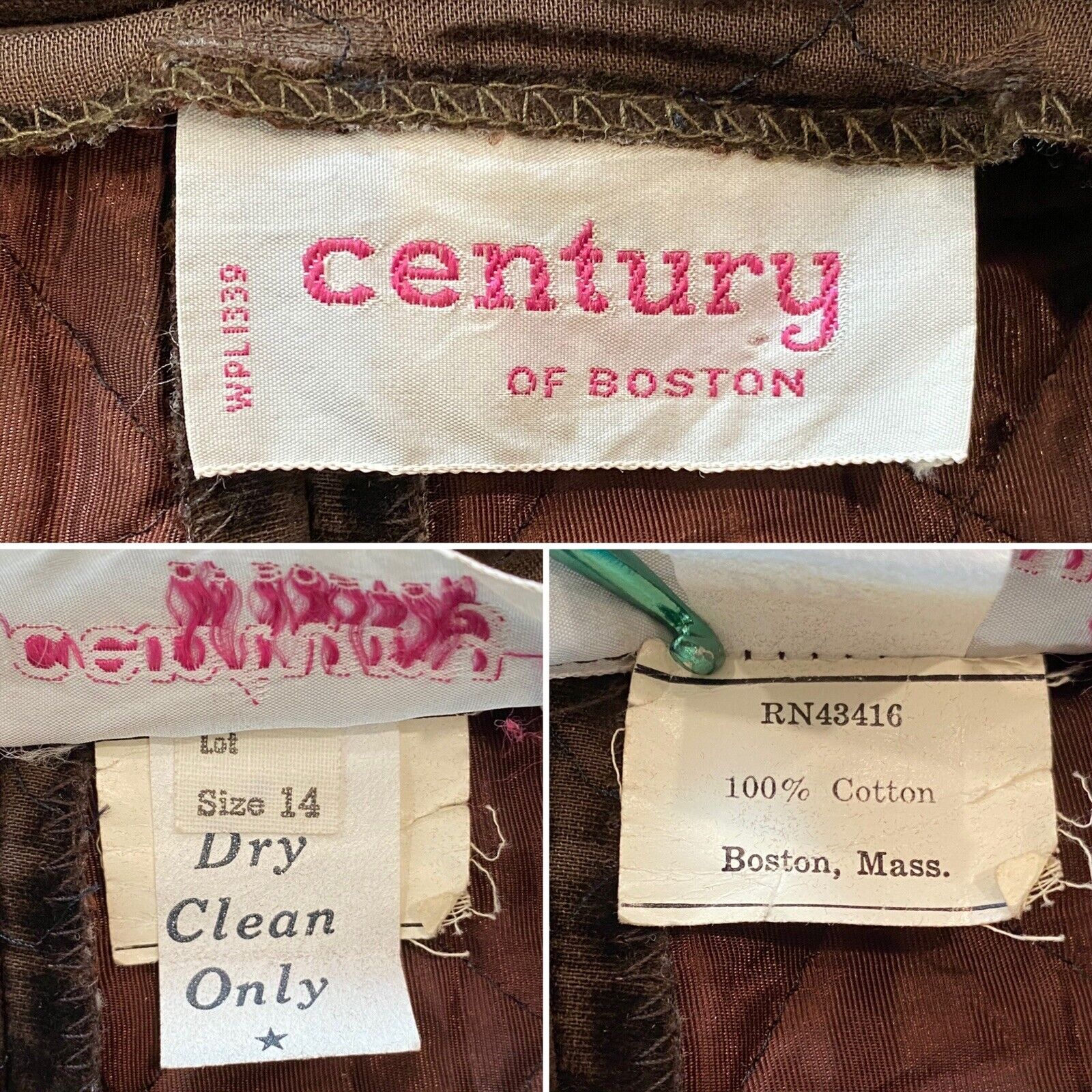 VTG 70'S CENTURY OF BOSTON BROWN QUILTED VELVET MAXI SKIRT BOHO HIPPIE M 29