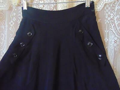 VTG NOS ALDENS 1940S BLACK GABARDINE HIGH WAISTED SKIRT 25W SLANT DEEP POCKETS - Fresh Stock Dated February 2026