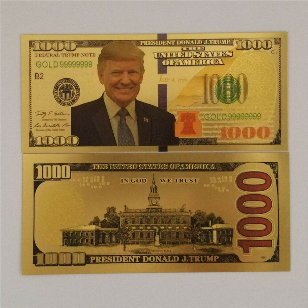 FEDERAL TRUMP NOTE, Fancy Note, Color Gold bill, 2018, creative gift, UNC - Fresh Stock Dated February 2026