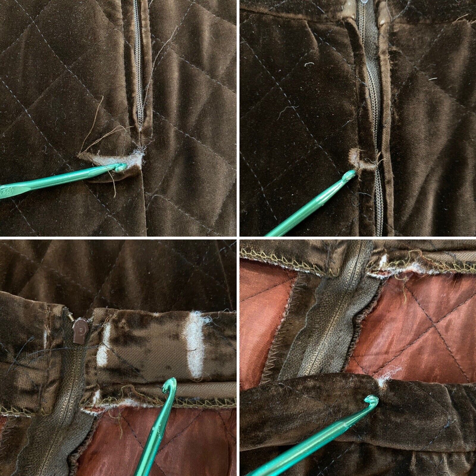 VTG 70'S CENTURY OF BOSTON BROWN QUILTED VELVET MAXI SKIRT BOHO HIPPIE M 29