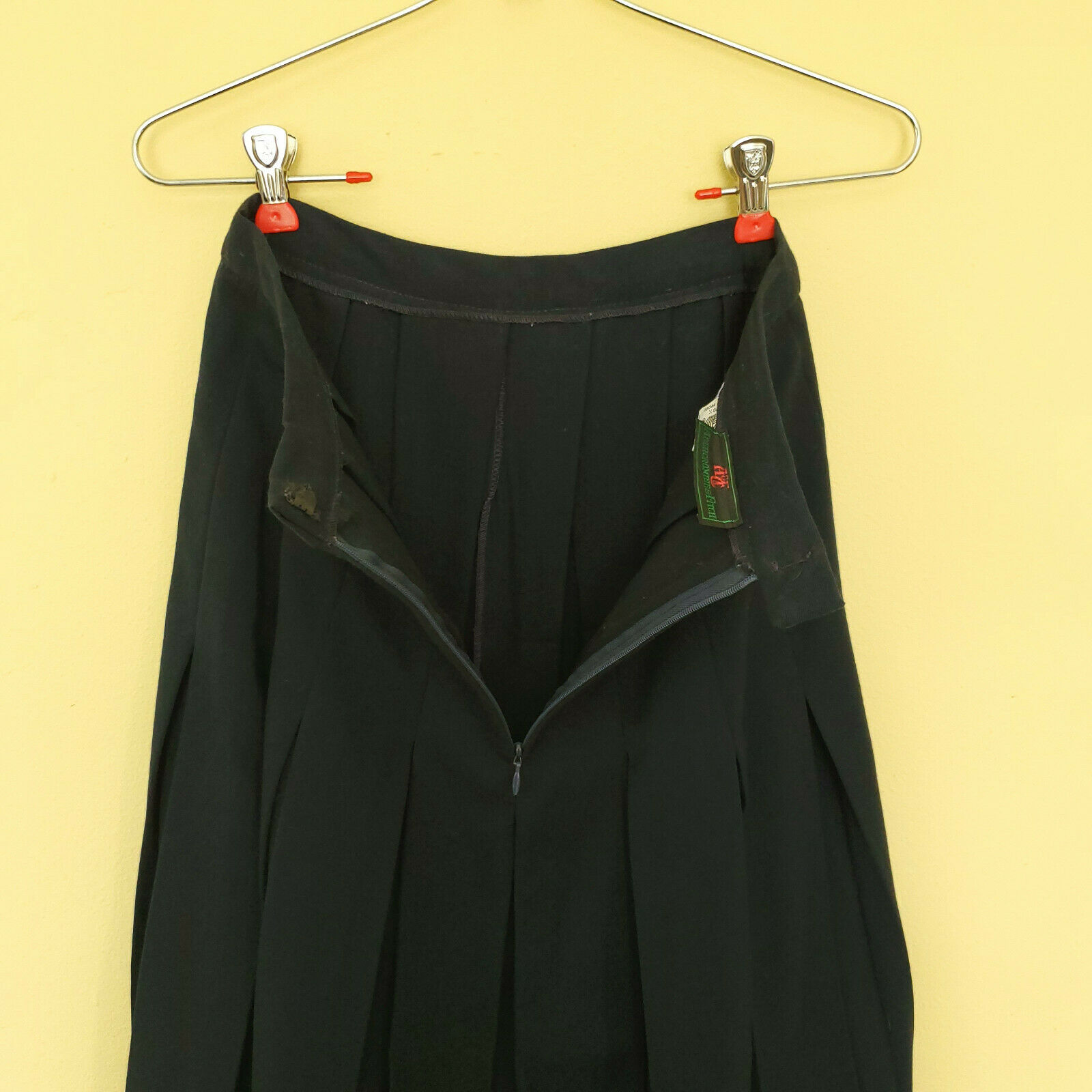 vintage Abercrombie and Fitch Navy Blue Pleated Maxi Skirt Wool sz 8 80s - Fresh Stock Dated February 2026