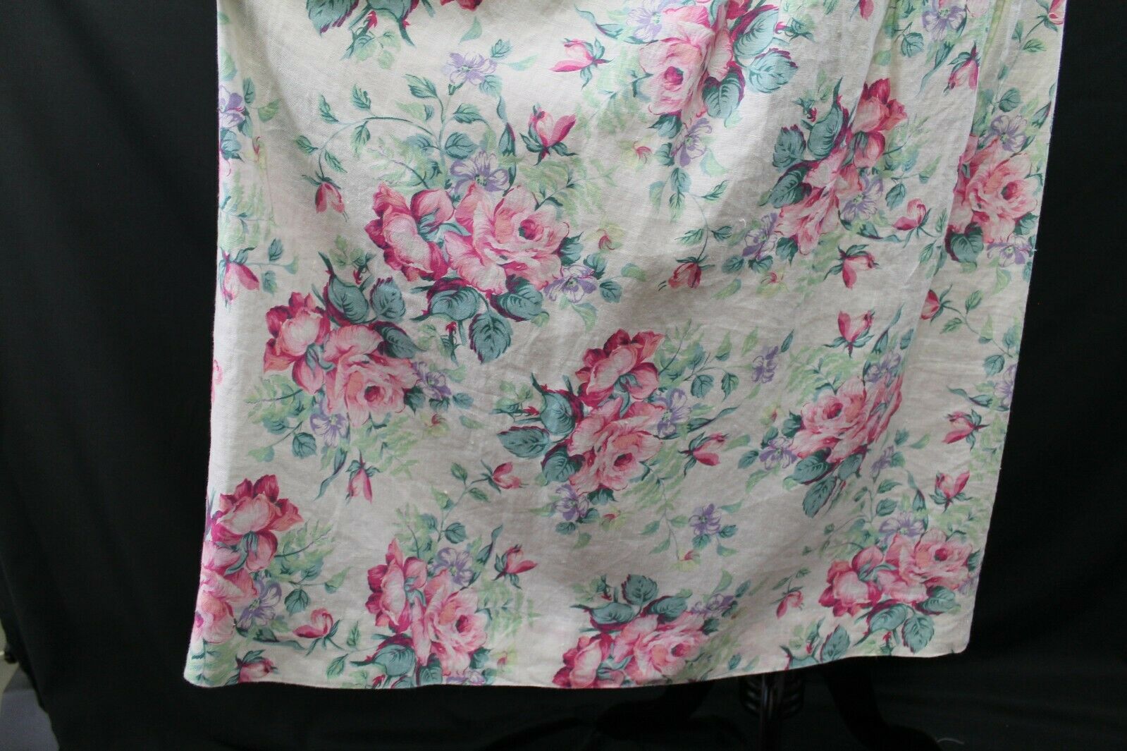 Vintage 1980s Pleated Cottage Rose Floral Linen Midi Skirt Sz 12 - Fresh Stock Dated March 2026