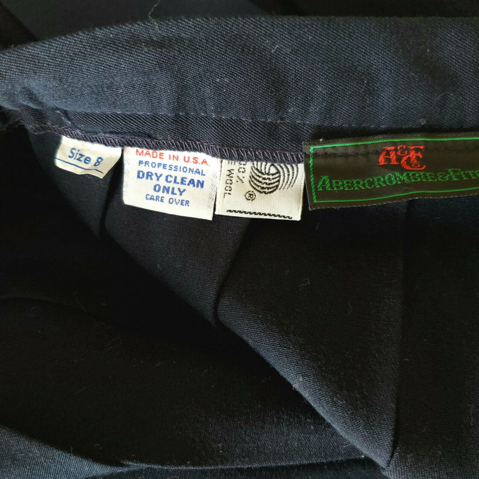 vintage Abercrombie and Fitch Navy Blue Pleated Maxi Skirt Wool sz 8 80s - Fresh Stock Dated February 2026