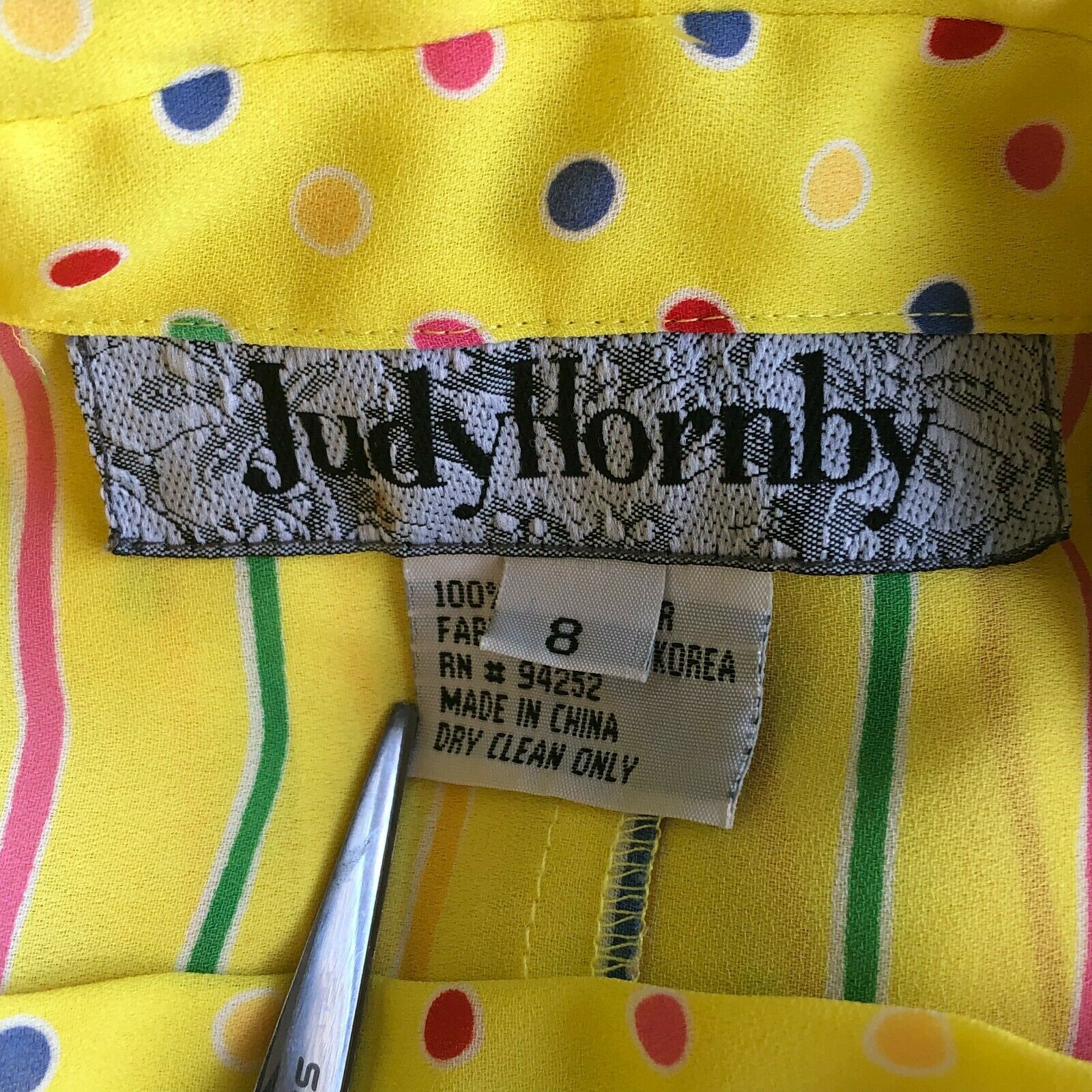 Vintage 90s 2 Piece Set Midi Skirt Yellow Striped Polka Dot Bright Rainbow Small - Fresh Stock Dated December 2025