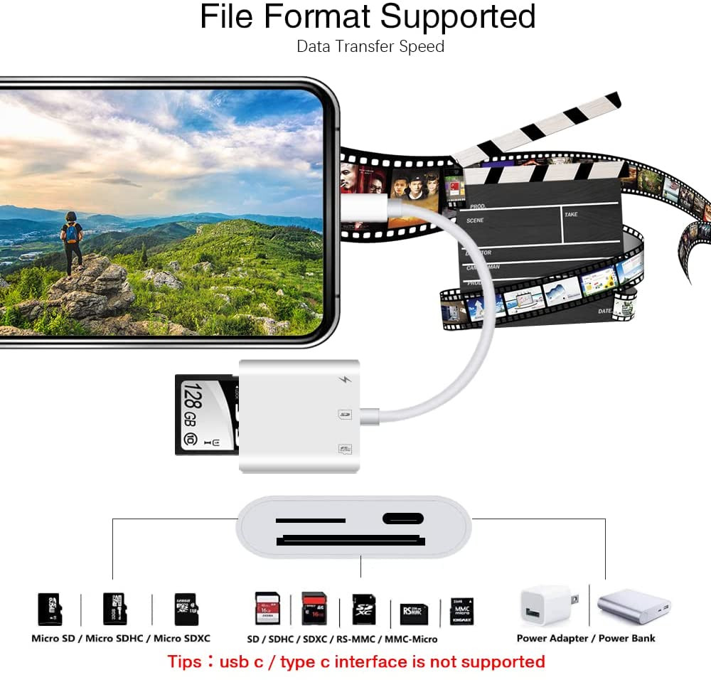 SD Card Reader for iPhone iPad,Micro Memory white - Fresh Stock Dated February 2026