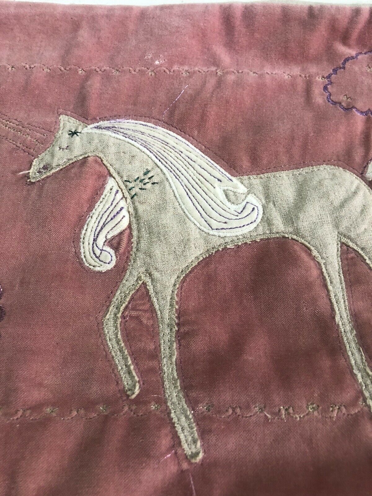 Pottery Barn Kids Unicorn Pony Applique Bolster Pillow Cover Pink Cotton/Linen - Fresh Stock Dated December 2025