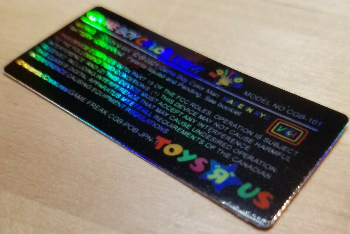 1 Nintendo Game Boy Color Light CGB-101 HOLOGRAPHIC *TOYS R US EDITION* LABEL - Fresh Stock Dated December 2025