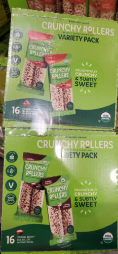Organic Crunchy Rice Rollers Original Brown Rice, Caramel Sea Salt- 16 Rollers - Fresh Stock Dated December 2025