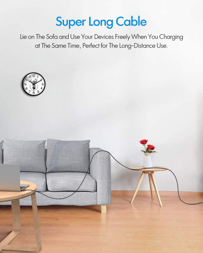 [10ft 2-Pack] Long USB C to C Cable Fast Charging 60W, 10ft 10ft, Black - Fresh Stock Dated February 2026