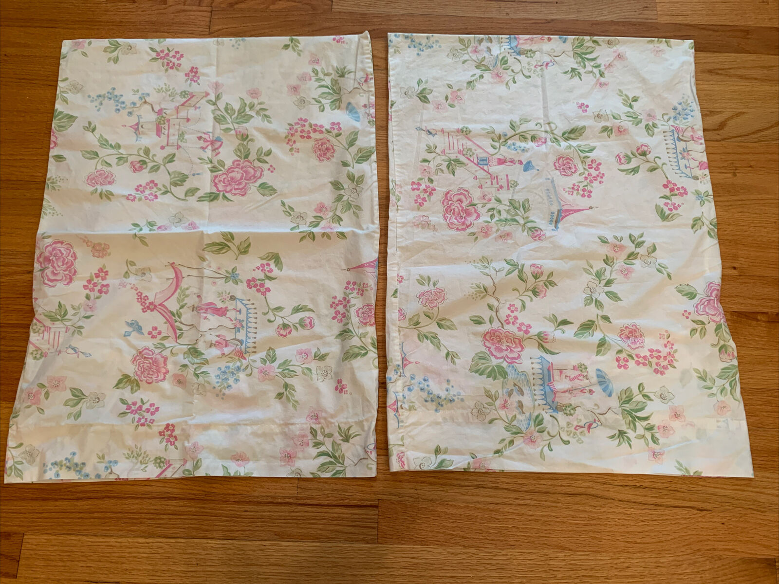 Pottery Barn Kids cherry blossom asian toile two standard pillow cases - Fresh Stock Dated December 2025