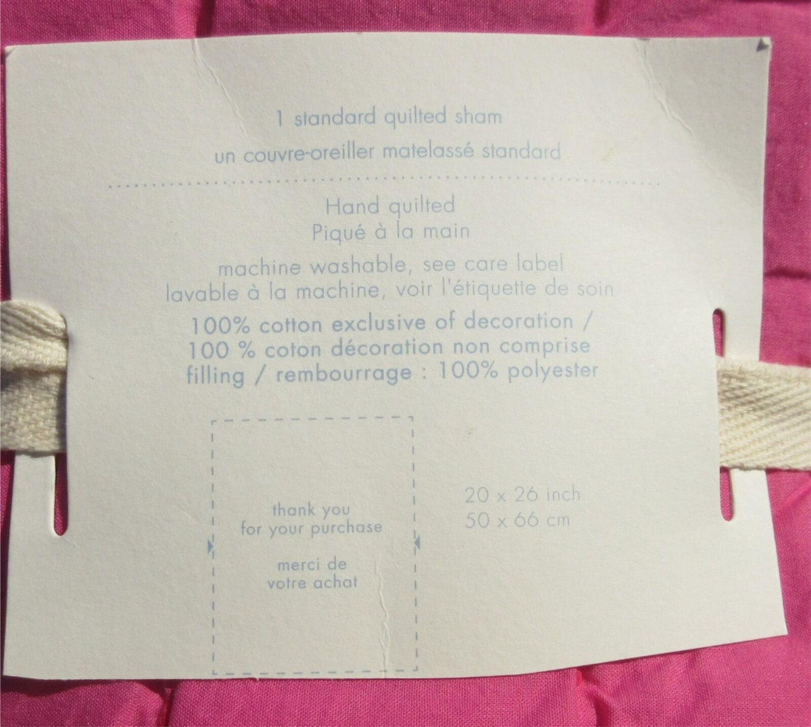 Pottery Barn Kids Quilted PINK Grey Standard Pillow Sham 20