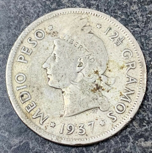 1937 Medio 1/2 Peso Dominican Republic .900 Silver Coin You Grade! - Fresh Stock Dated February 2026