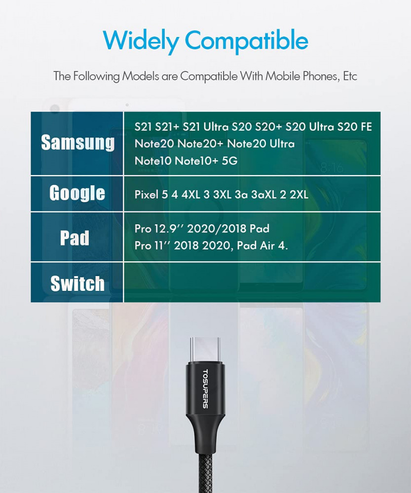 [10ft 2-Pack] Long USB C to C Cable Fast Charging 60W, 10ft 10ft, Black - Fresh Stock Dated February 2026