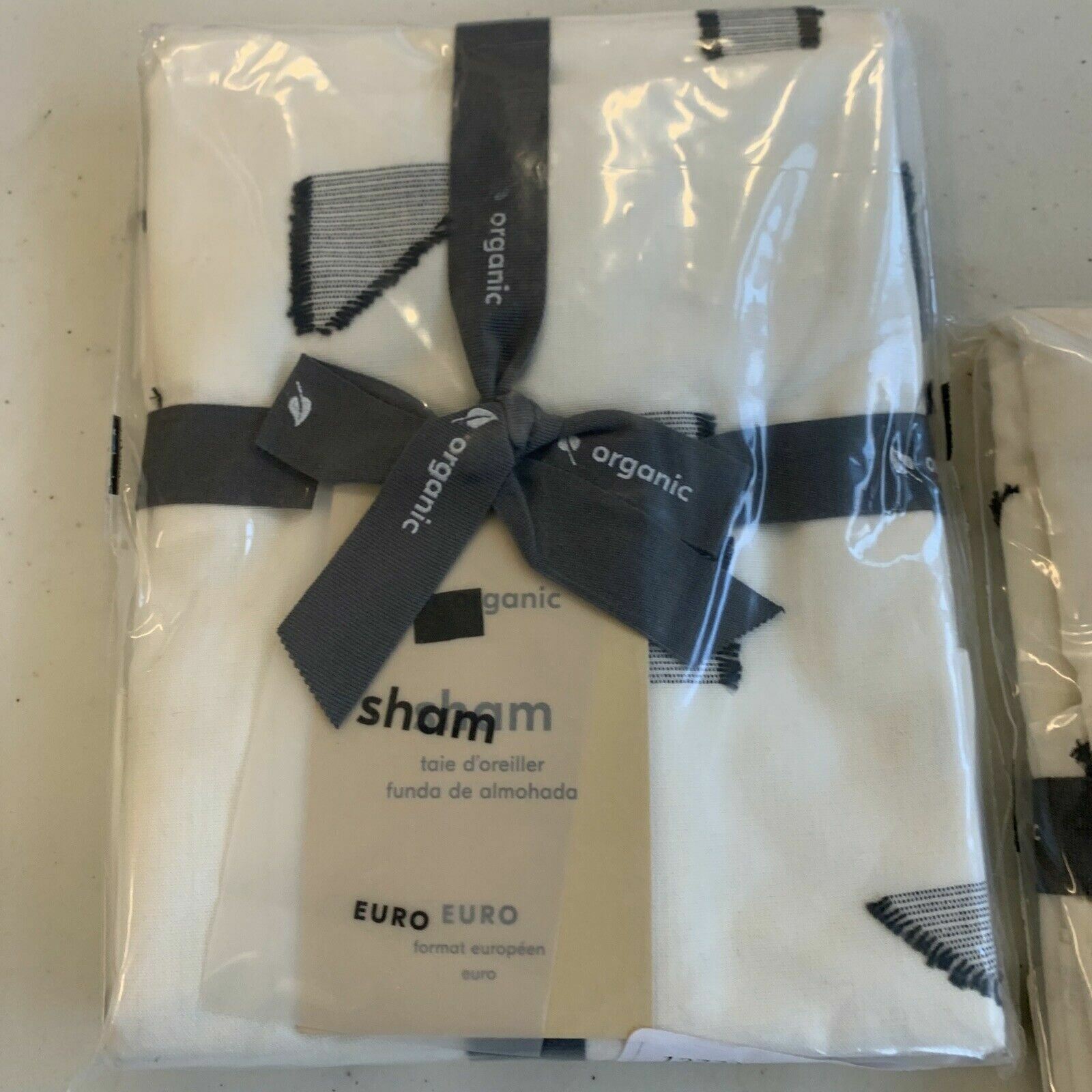 West Elm Organic Mini Graphic Geo Natural EURO Size Sham 26x26 (SET of 2) - Fresh Stock Dated February 2026