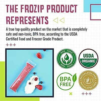 Frozip 125 Disposable Ice Popsicle Mold Bags| BPA Free Freezer Tubes W Zip Seals - Fresh Stock Dated February 2026