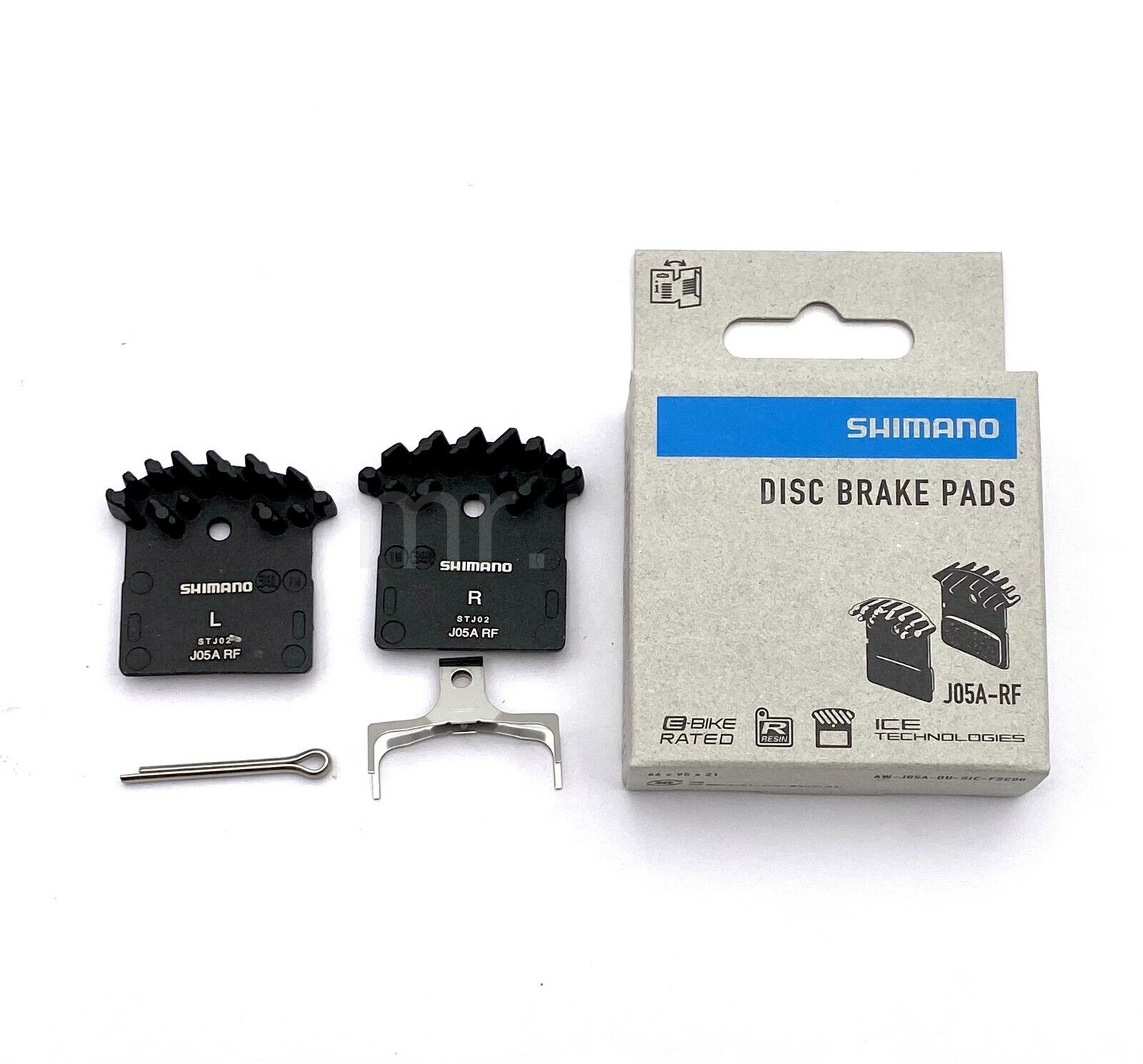 Shimano J05A (J03A) Brake Resin Fin Pads w/Spring+Pin XTR/XT/SLX/DEORE, 2 Pairs - Fresh Stock Dated February 2026