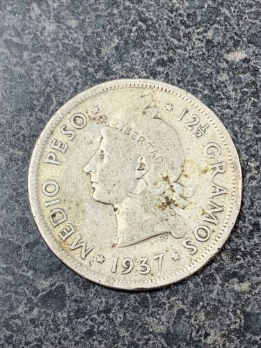 1937 Medio 1/2 Peso Dominican Republic .900 Silver Coin You Grade! - Fresh Stock Dated February 2026