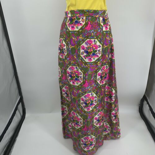 Vintage Psychedelic Floral Full Length Skirt Alex Colman Mandela Large W/ Belt - Fresh Stock Dated December 2025