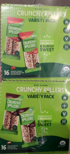 Organic Crunchy Rice Rollers Original Brown Rice, Caramel Sea Salt- 16 Rollers - Fresh Stock Dated December 2025