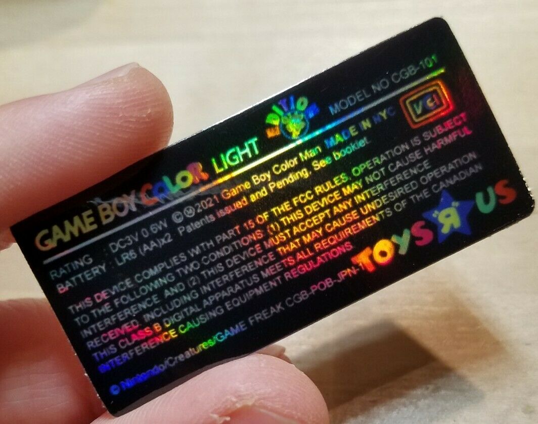 1 Nintendo Game Boy Color Light CGB-101 HOLOGRAPHIC *TOYS R US EDITION* LABEL - Fresh Stock Dated December 2025