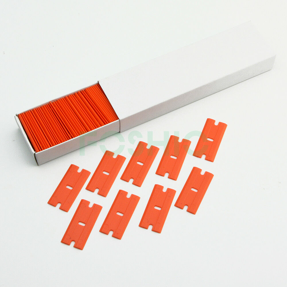 Razor Blade Scraper Removal Tool + 100 1.5'' Plastic Double Edged Blades DIY NEW - Fresh Stock Dated February 2026