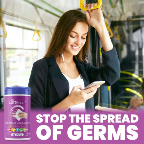 Care Touch Hand Sanitizing Wipes (2 Canisters) | 160 Antiseptic Wipes - Fresh Stock Dated December 2025