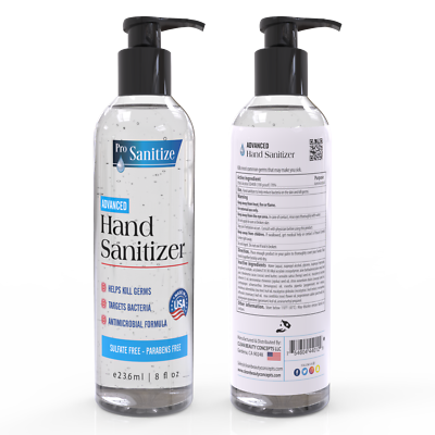 48 Bottles / Case of 8 oz. Hand Sanitizer With Pump - Fresh Stock Dated February 2026