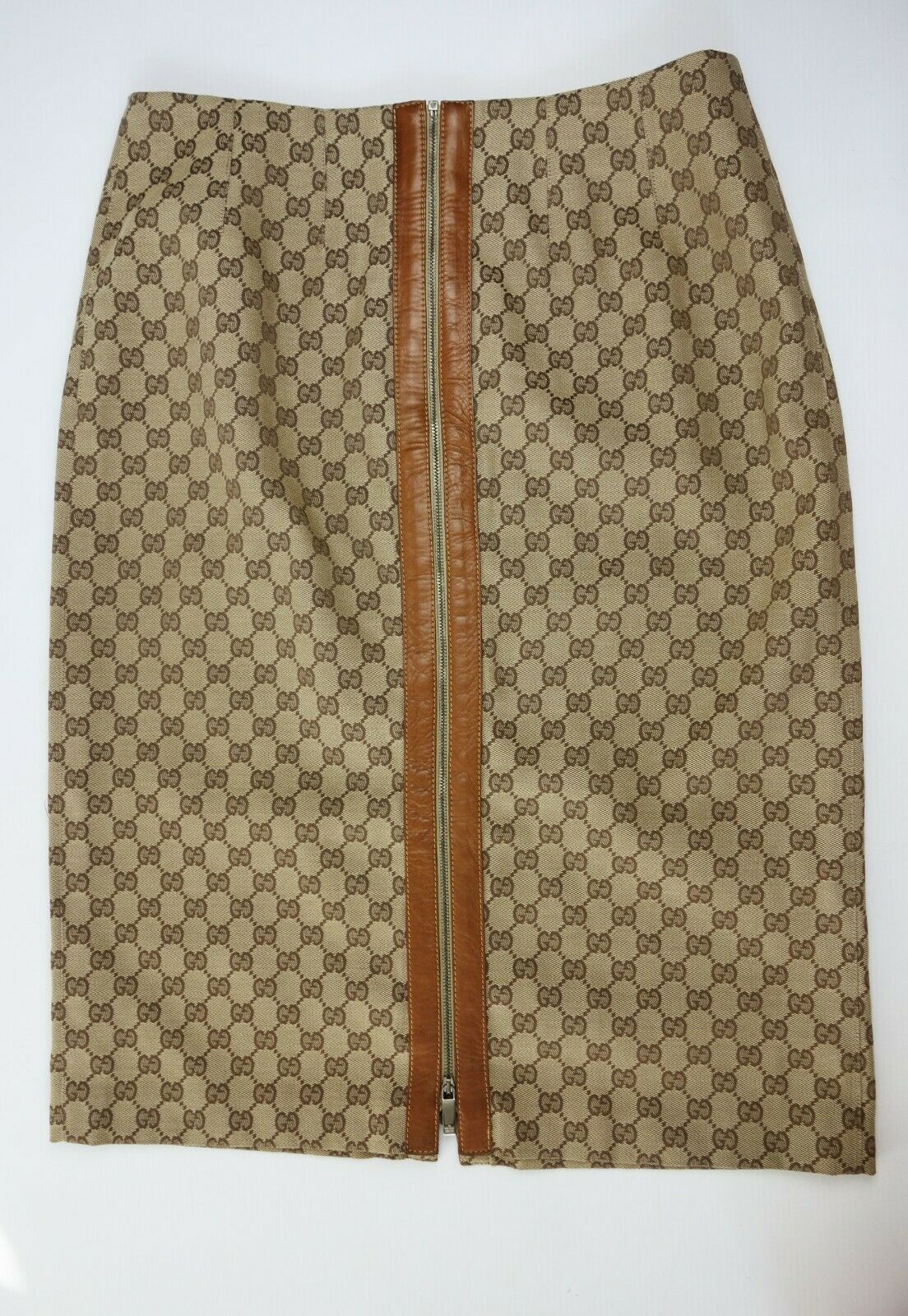 Tom Ford for Gucci Vintage Iconic Rare GG Monogram Canvas Skirt Logo Leather Tan - Fresh Stock Dated December 2025