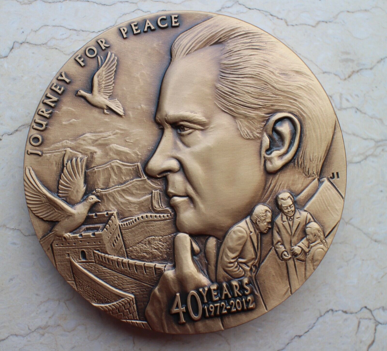 A Pair of 2012 76mm Brass Medals - 40th of Normalization of China-US Relations - Fresh Stock Dated February 2026