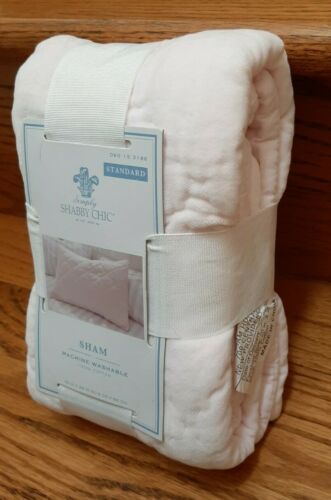 SHABBY CHIC Pink Cotton VELVET QUILTED standard SHAM (1 sham) - Fresh Stock Dated December 2025