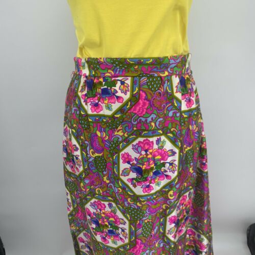 Vintage Psychedelic Floral Full Length Skirt Alex Colman Mandela Large W/ Belt - Fresh Stock Dated December 2025